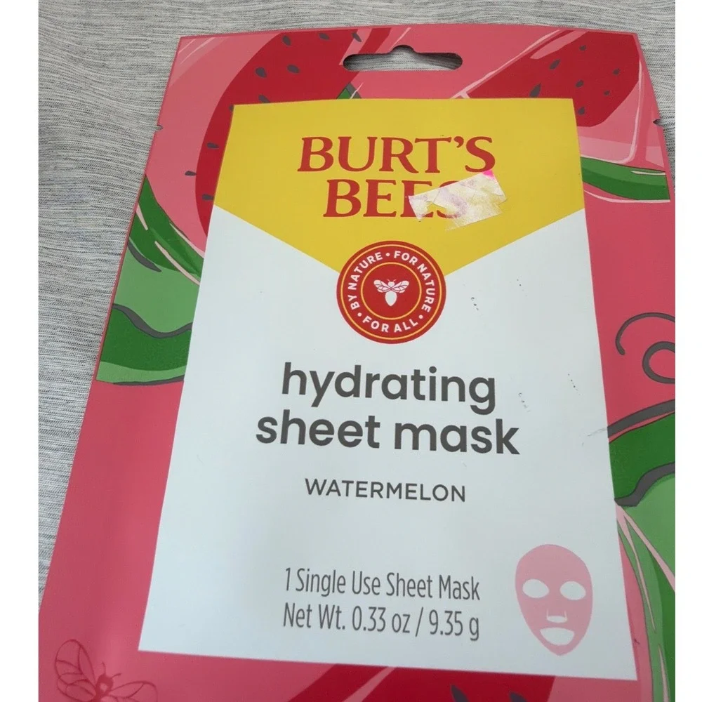 Lot of 9 Burts Bees Hydrating Sheet Mask Watermelon 99% Natural Skincare 0.33oz
